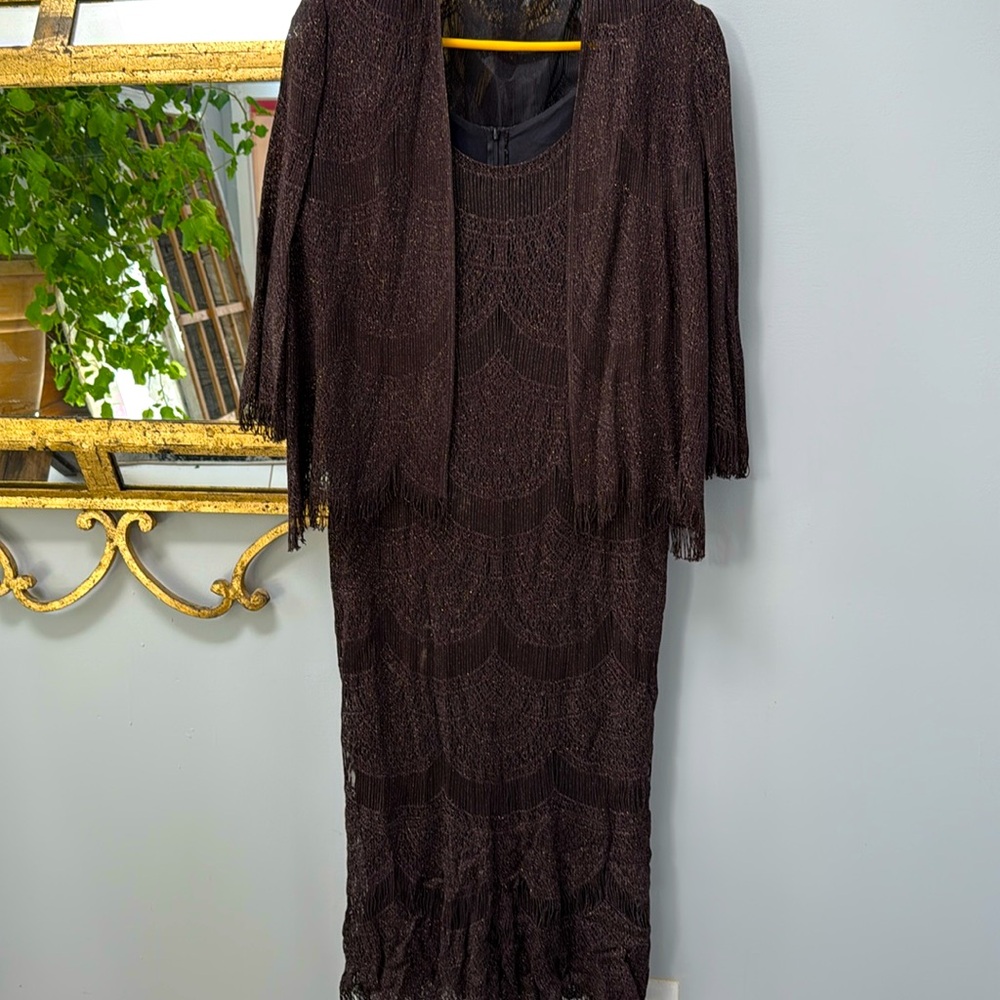 Long brown dress beautiful stitching
